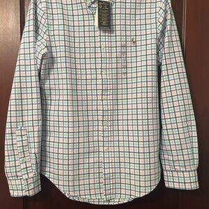 Polo Ralph Lauren Blue and Green Plaid Shirt MENS Small Slim Fit NWT